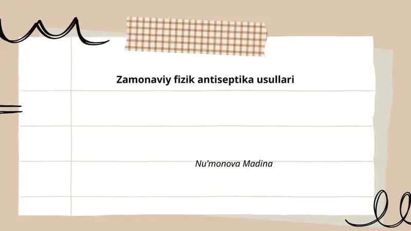 Zamonaviy fizik antiseptika usullari