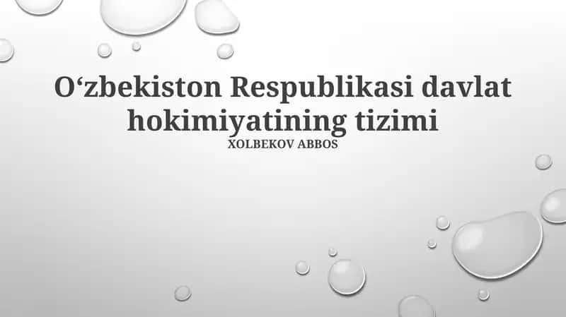 O‘zbekiston Respublikasi davlat hokimiyatining tizimi