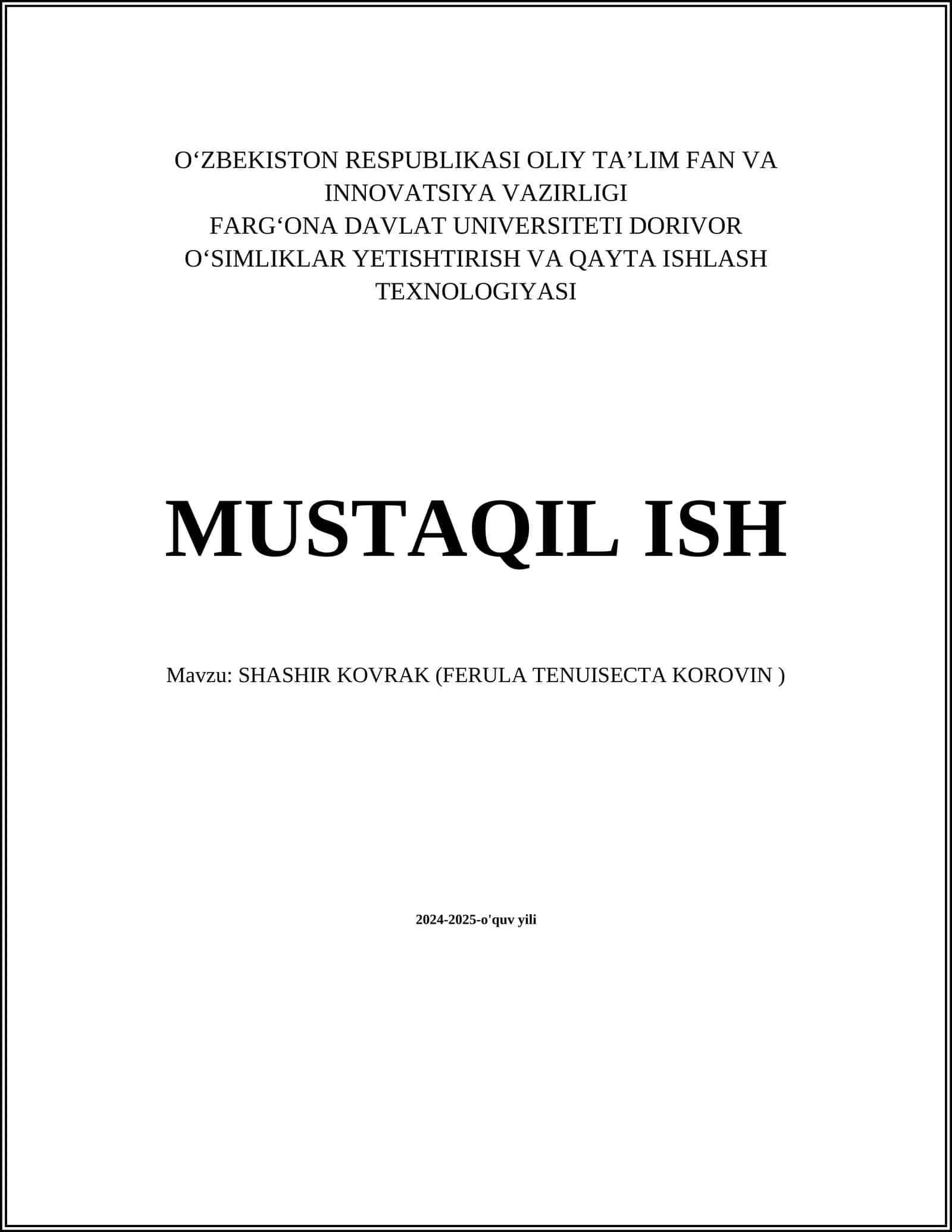 SHASHIR KOVRAK (FERULA TENUISECTA KOROVIN)