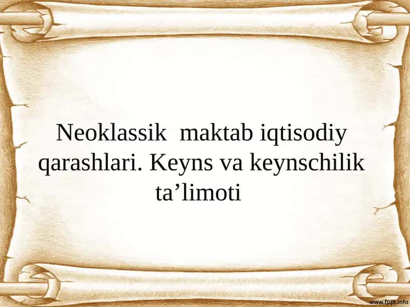 Neoklassik maktab iqtisodiy qarashlari