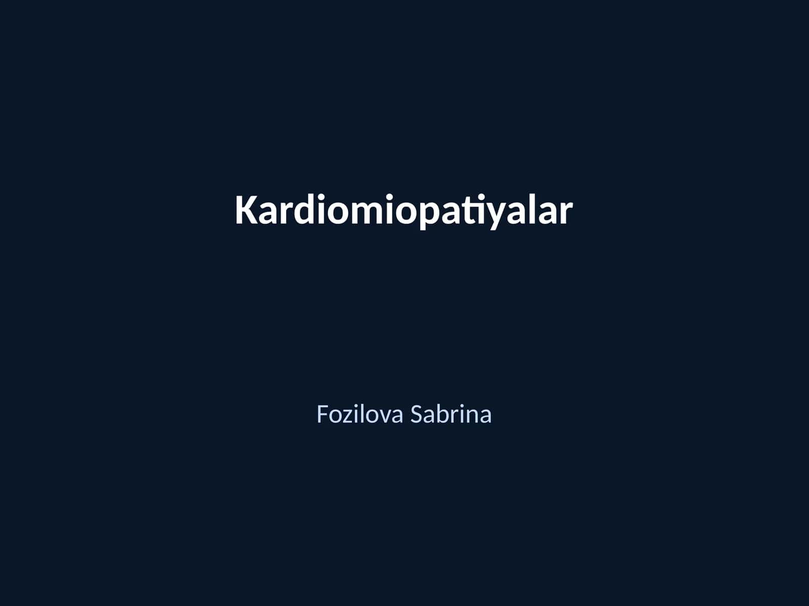 Kardiomiopatiyalar