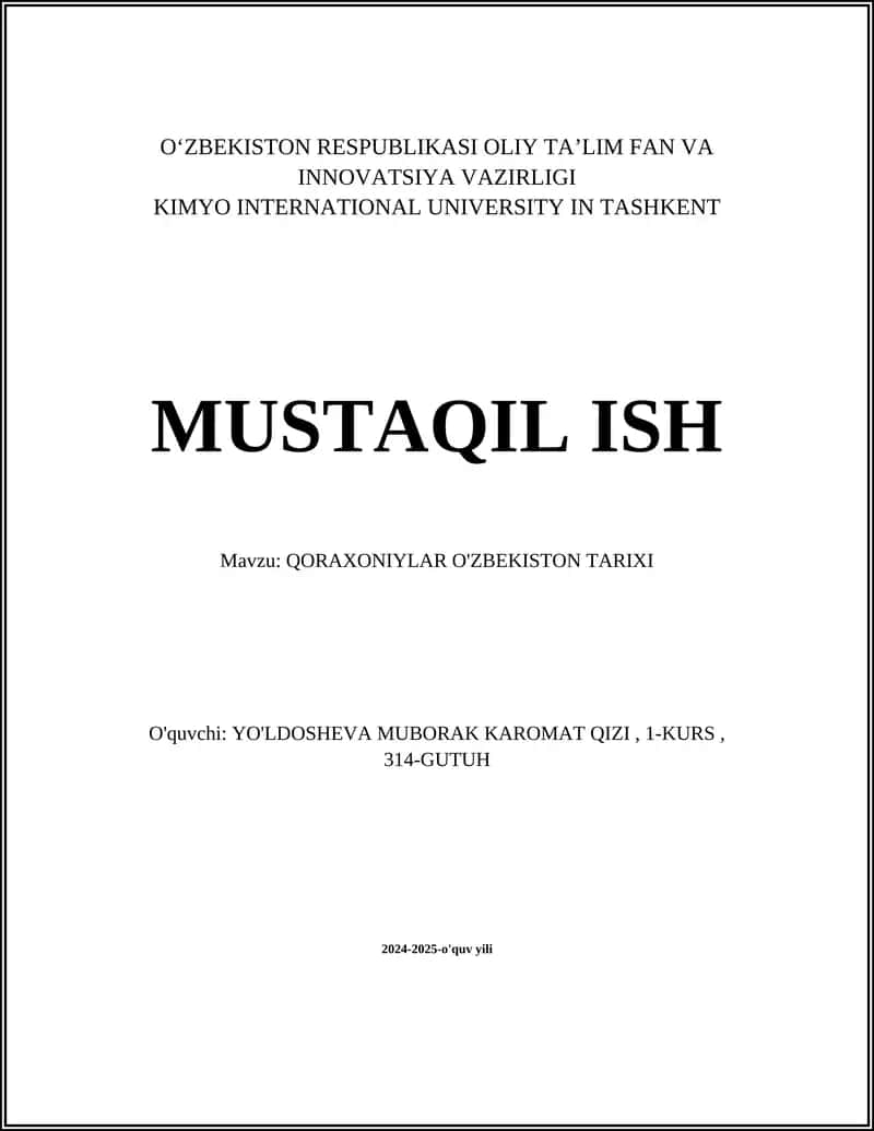 QORAXONIYLAR O'ZBEKISTON TARIXI