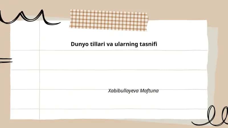 Dunyo tillari va ularning tasnifi