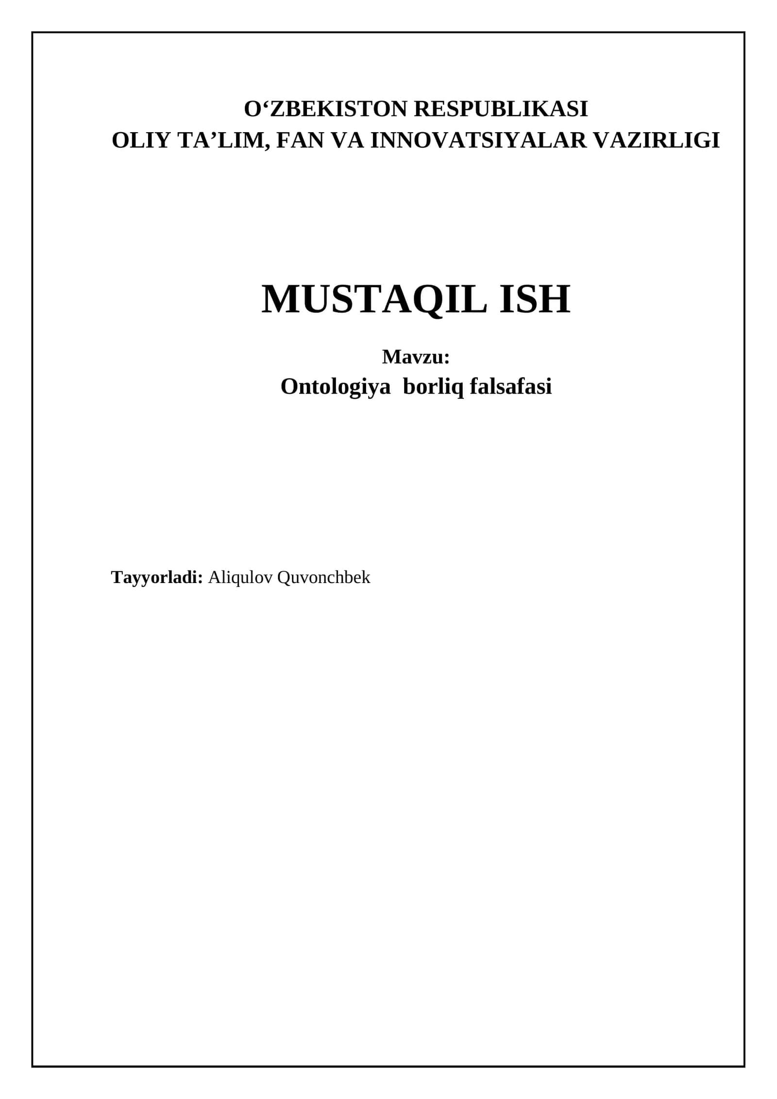 Ontologiya borliq falsafasi