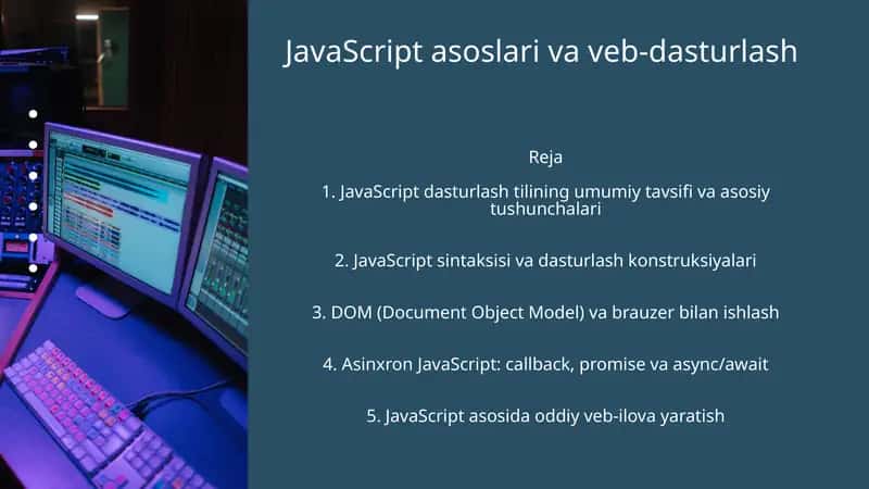 JavaScript asoslari va veb-dasturlash