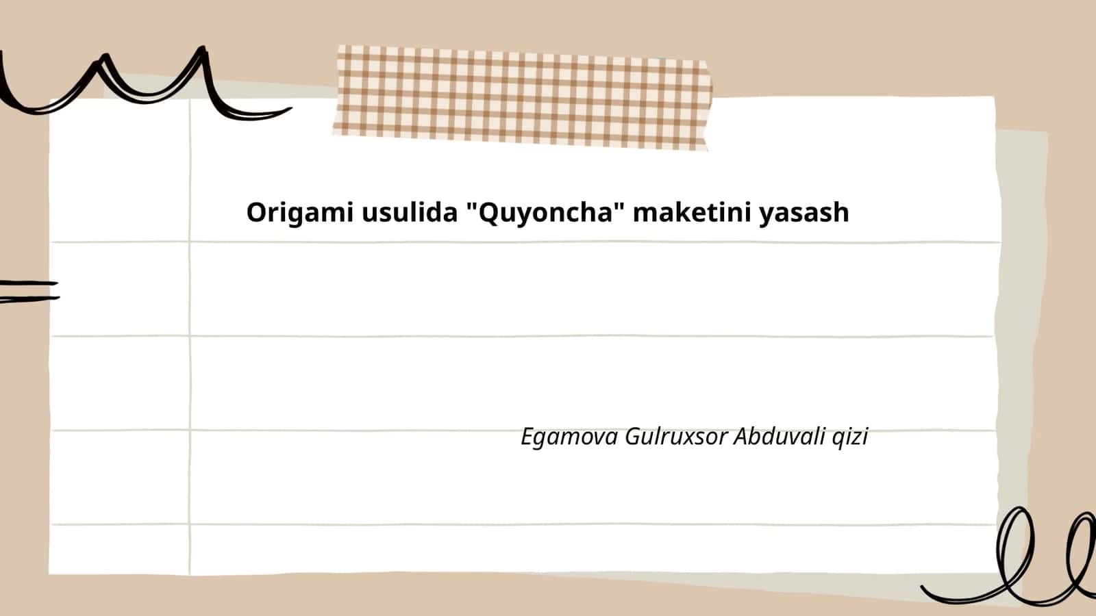 Origami usulida "Quyoncha" maketini yasash