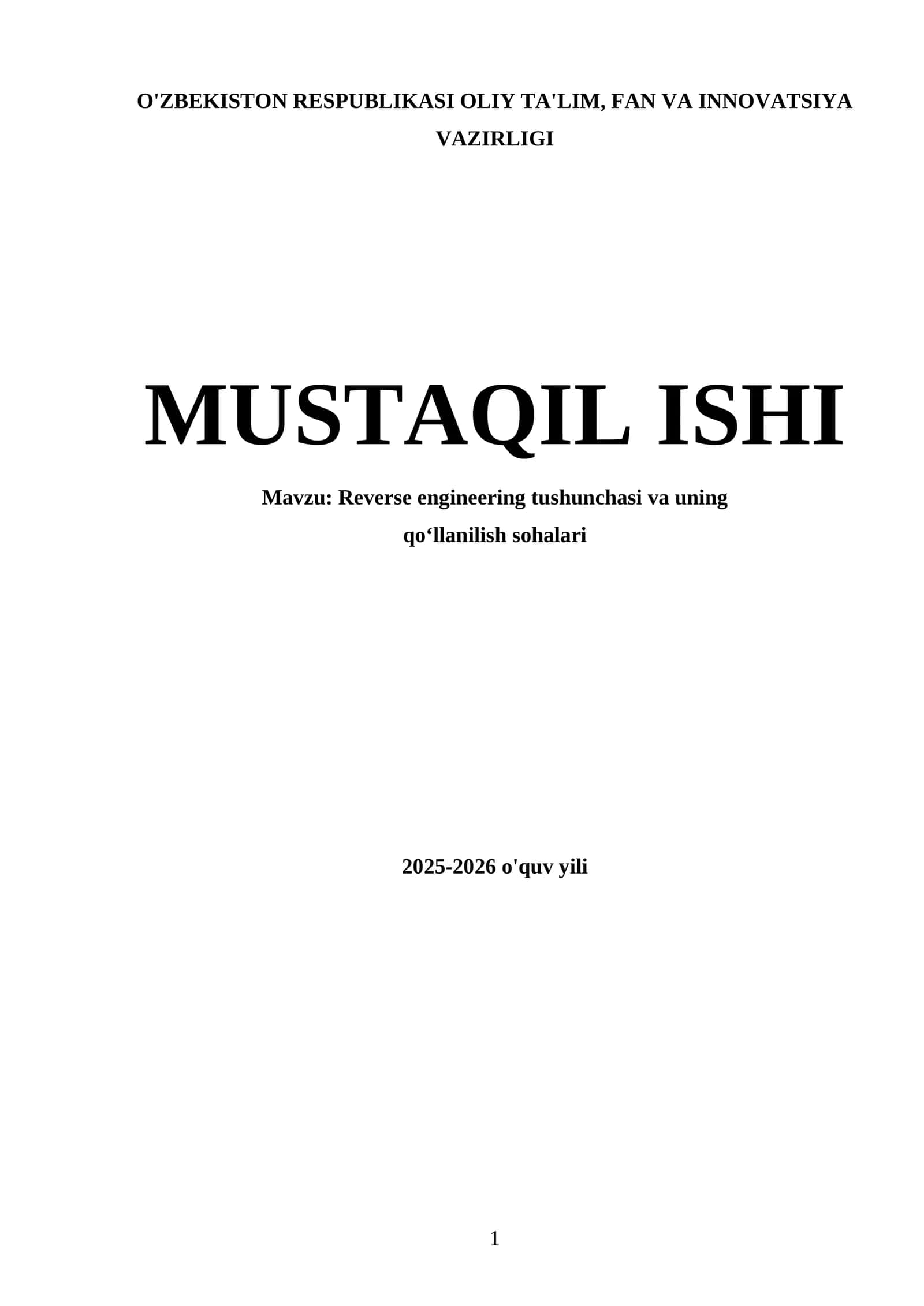 Reverse engineering tushunchasi va uning qo‘llanilish sohalari