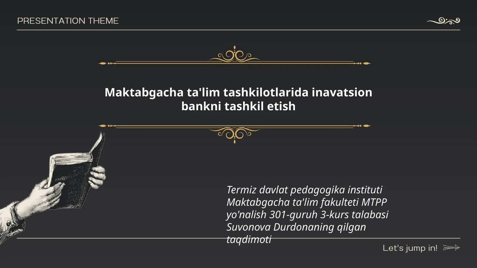 Suvonova Durdonaning qilgan taqdimoti