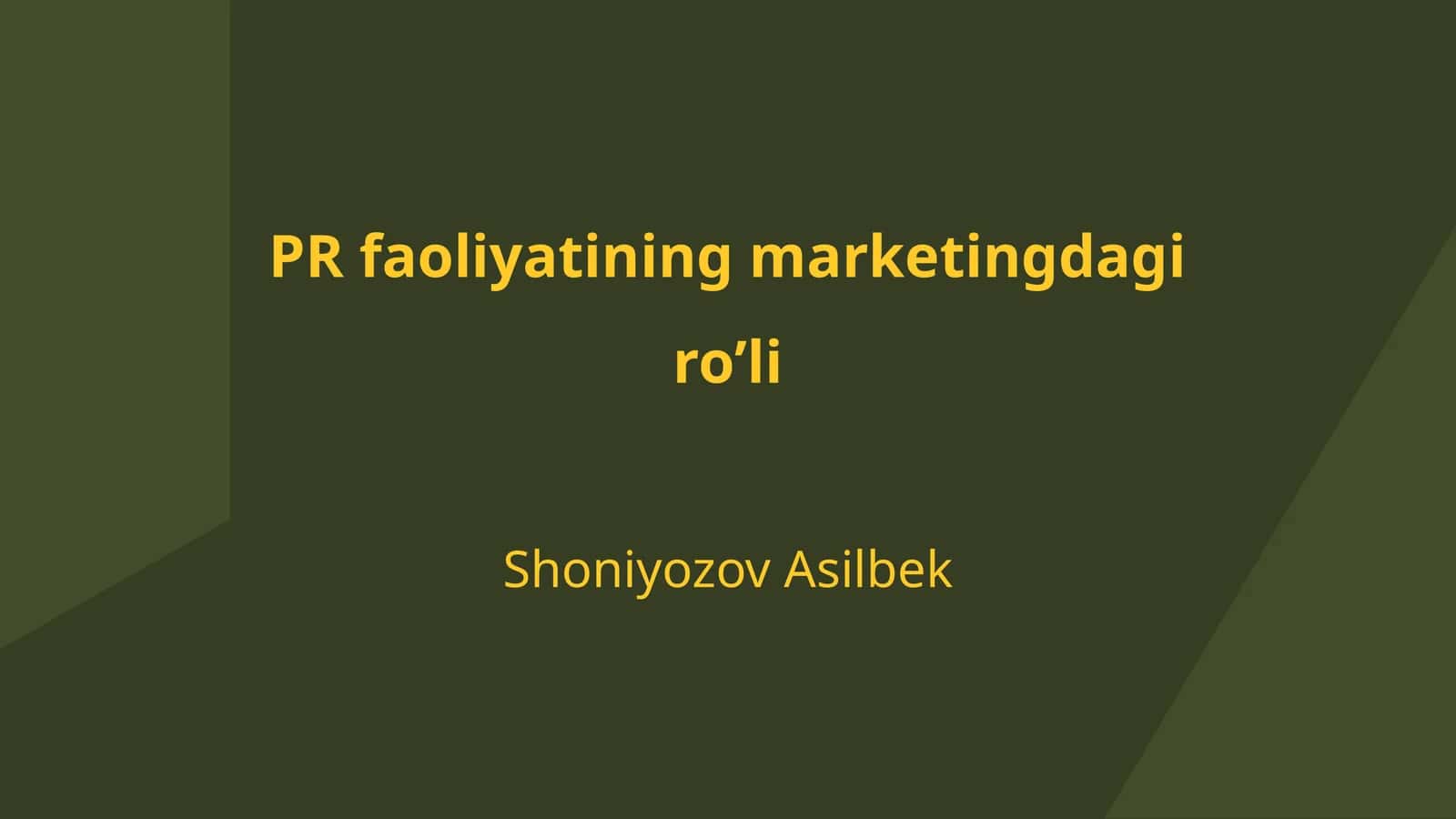 PR faoliyatining marketingdagi ro’li