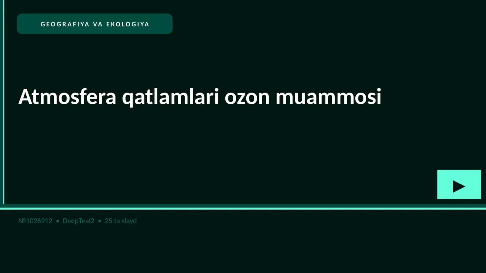 Atmosfera qatlamlari ozon muammosi