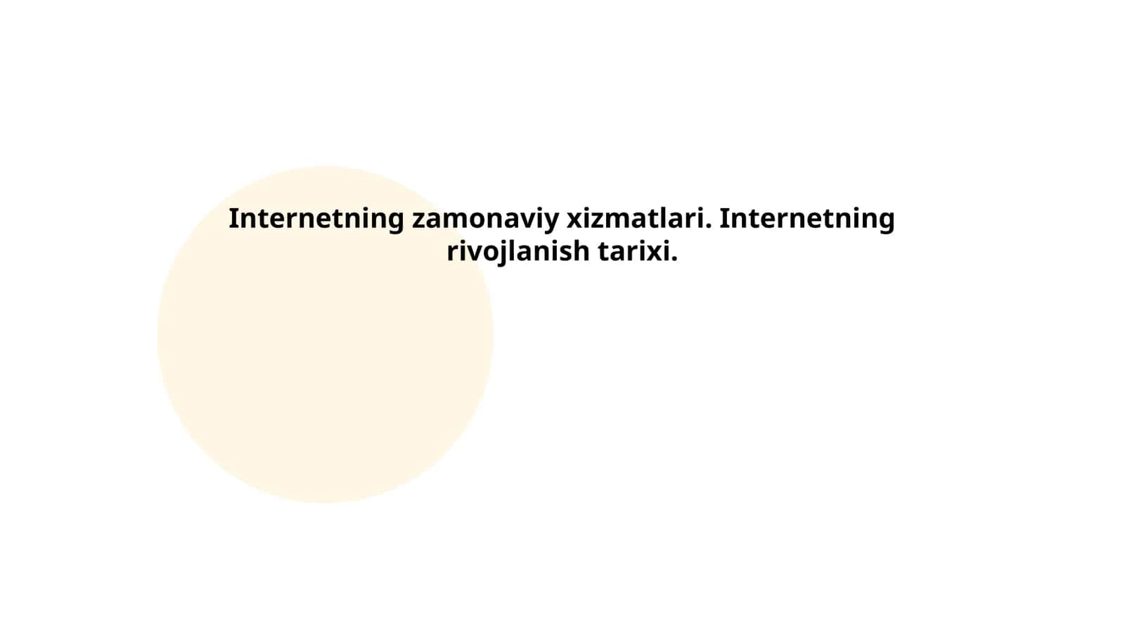 Internetning zamonaviy xizmatlari