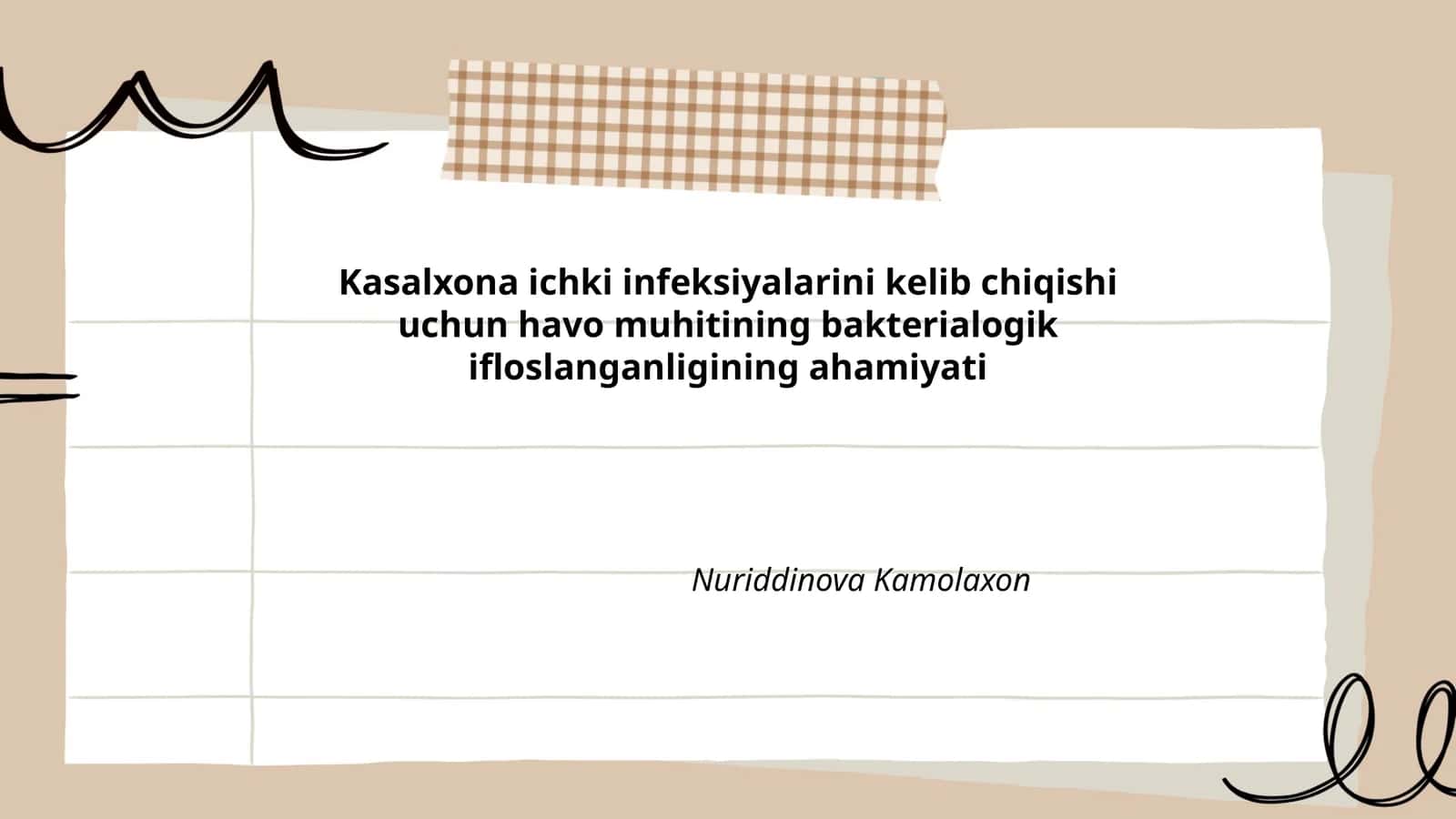 Kasalxona ichki infeksiyalarini kelib chiqishi uchun havo muhitining bakterialogik ifloslanganligining ahamiyati