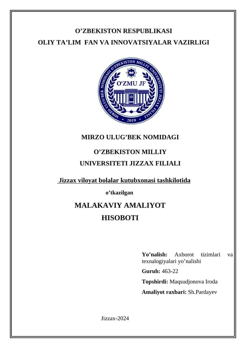 Axborot tizimlari va texnalogiyalari yo’nalishi