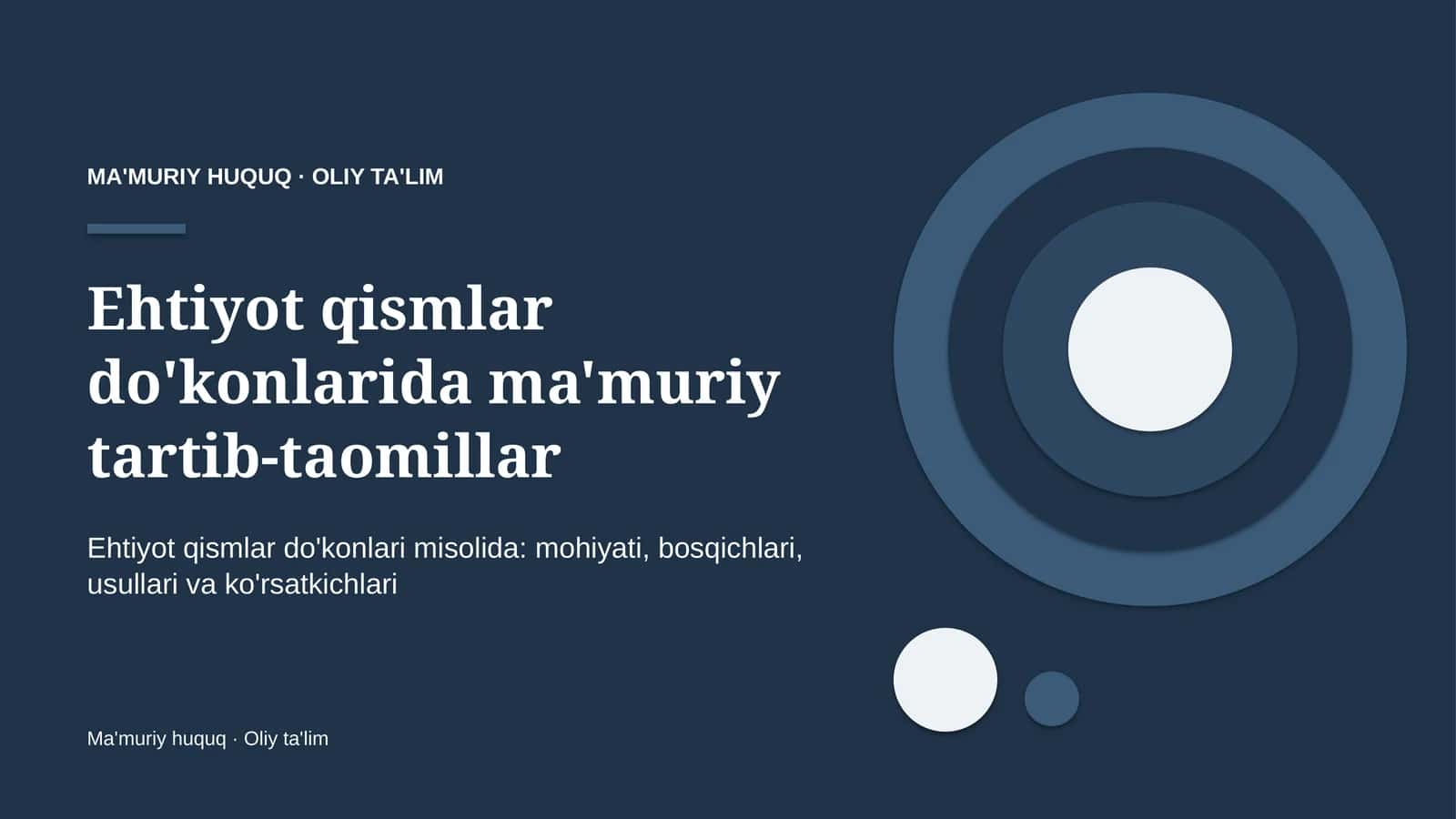 Ehtiyot qismlar do'konlarida ma'muriy tartib-taomillar