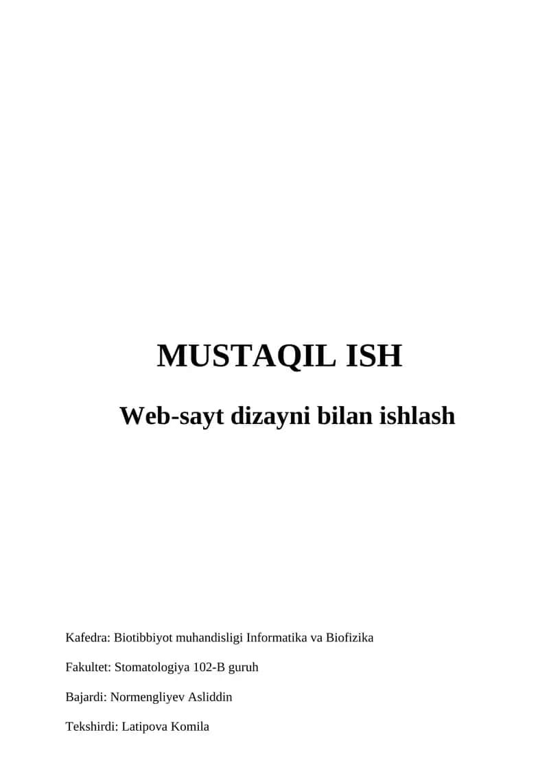 Web-sayt dizayni bilan ishlash