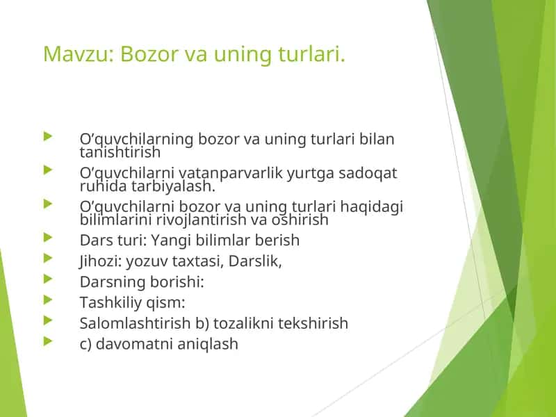 Bozor va uning turlari