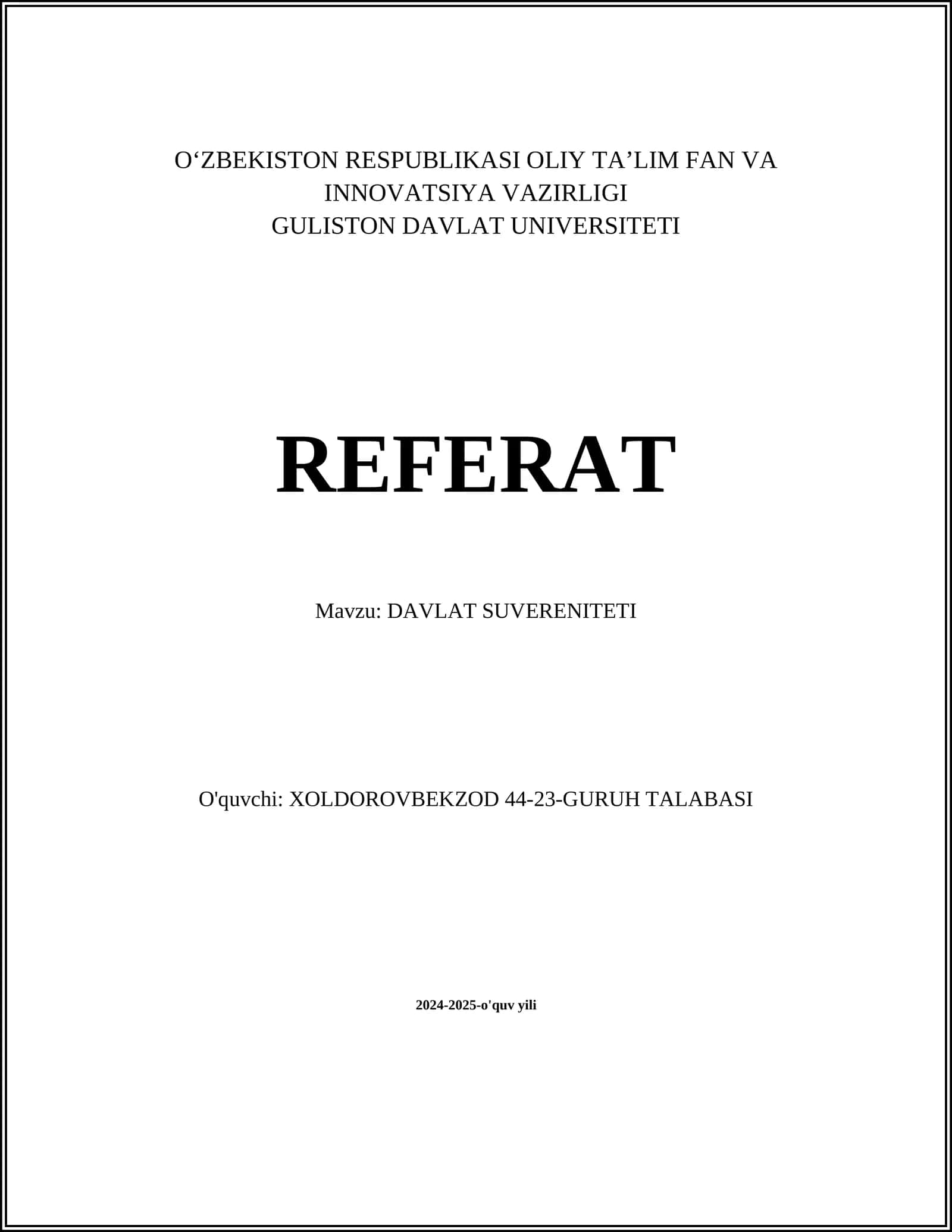 DAVLAT SUVERENITETI