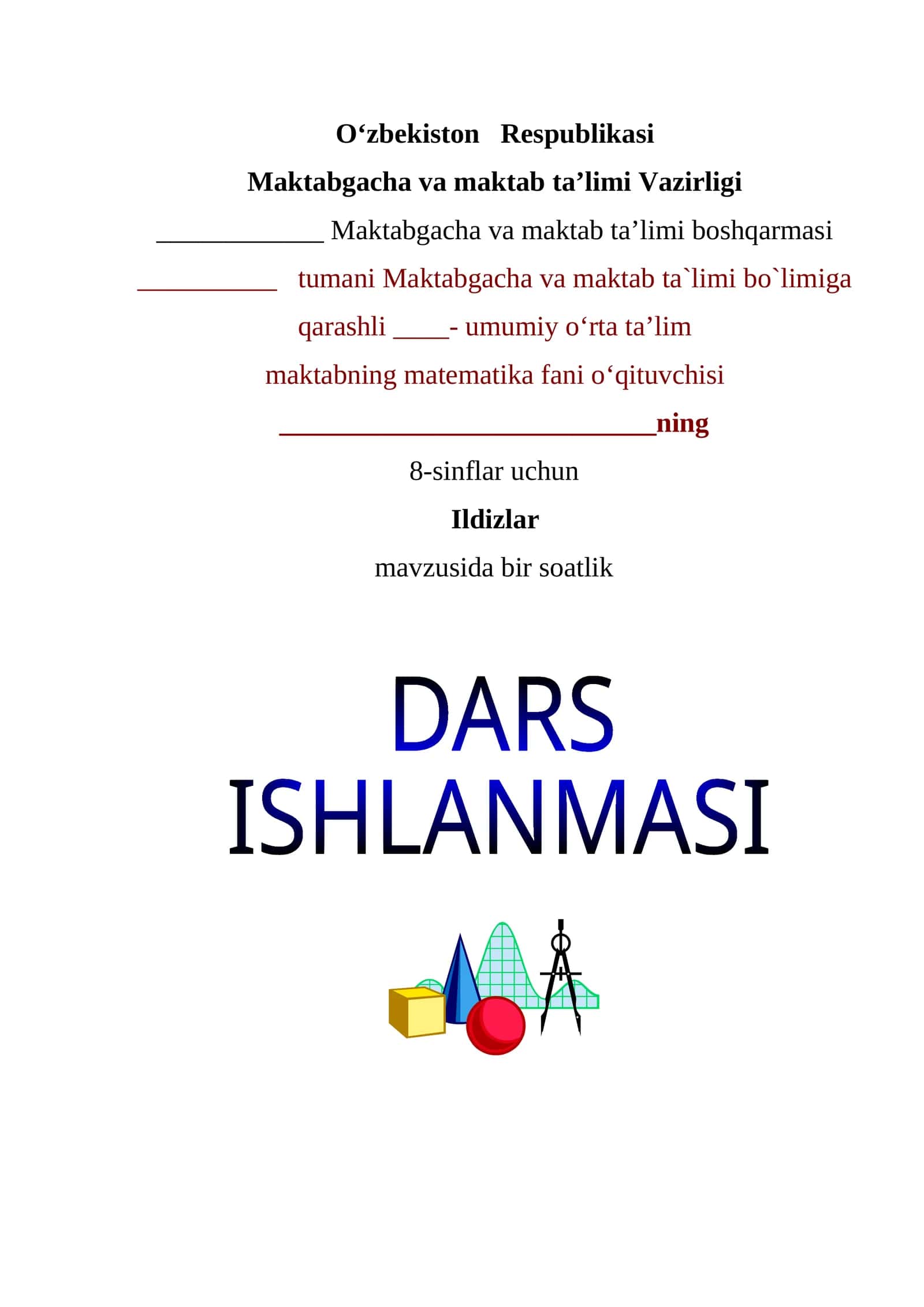 Ildizlar , dars ishlanma 8-sinf