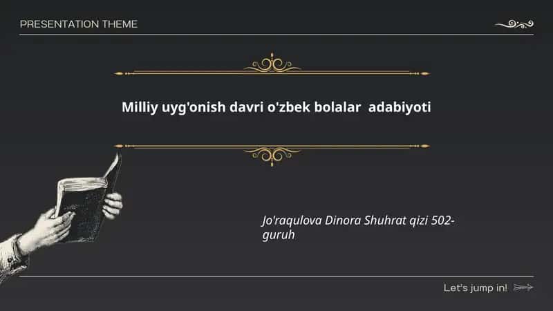 Milliy uyg'onish davri o'zbek bolalar adabiyoti