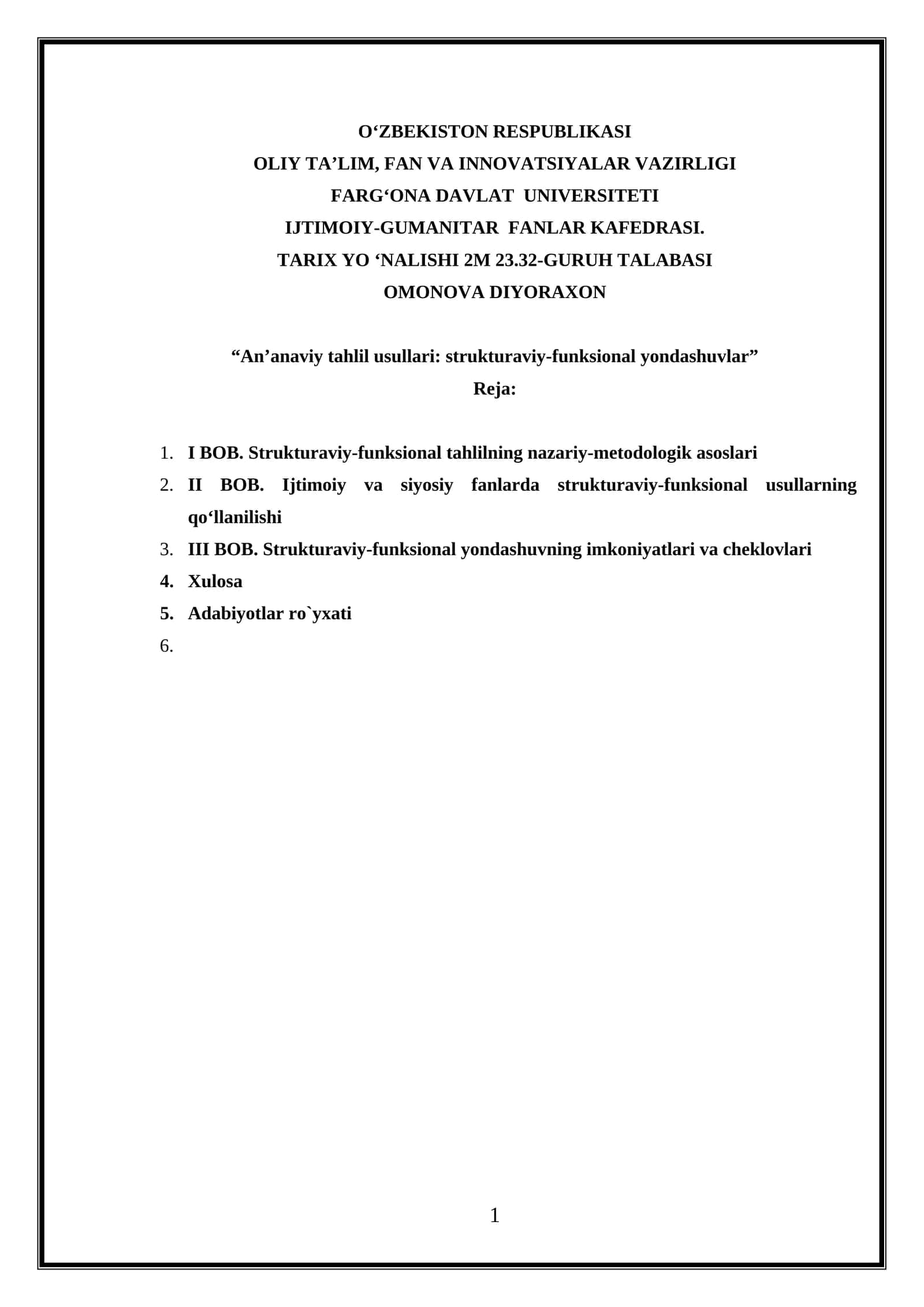 "An’anaviy tahlil usullari: strukturaviy-funksional yondashuvlar"