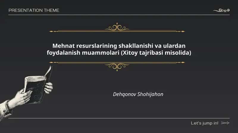Mehnat resurslarining shakllanishi va ulardan foydalanish muammolari (Xitoy tajribasi misolida)