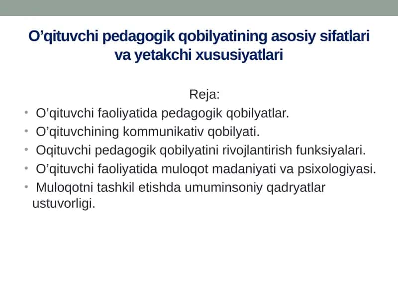 O’qituvchining pedagogik qobilyati