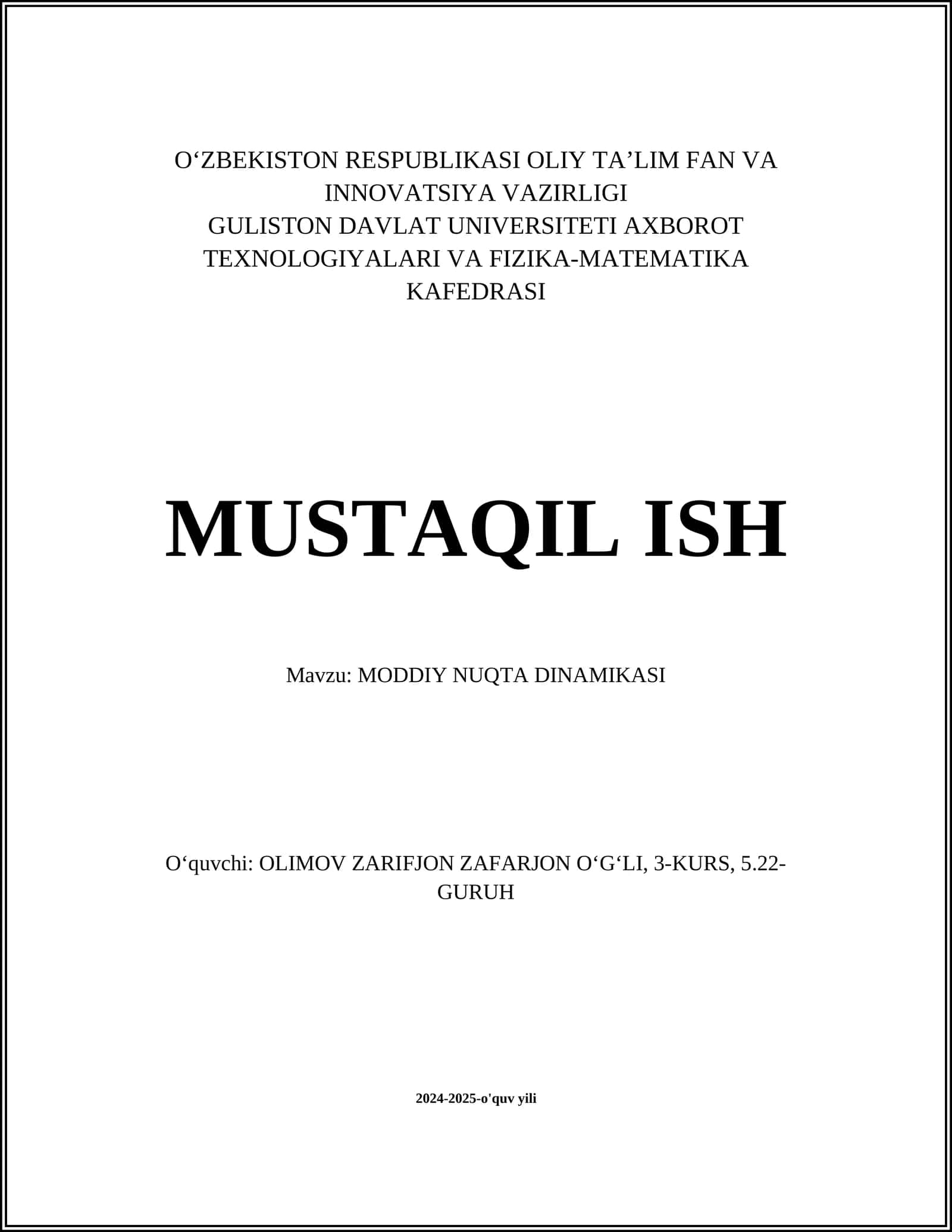 MODDIY NUQTA DINAMIKASI