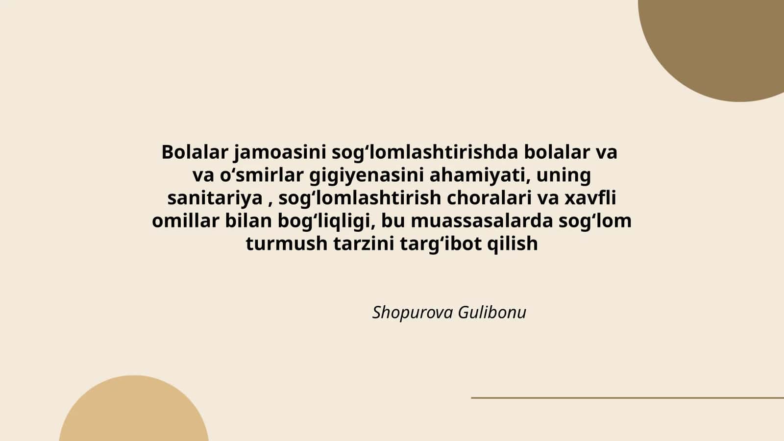 Bolalar jamoasini sogʻlomlashtirish
