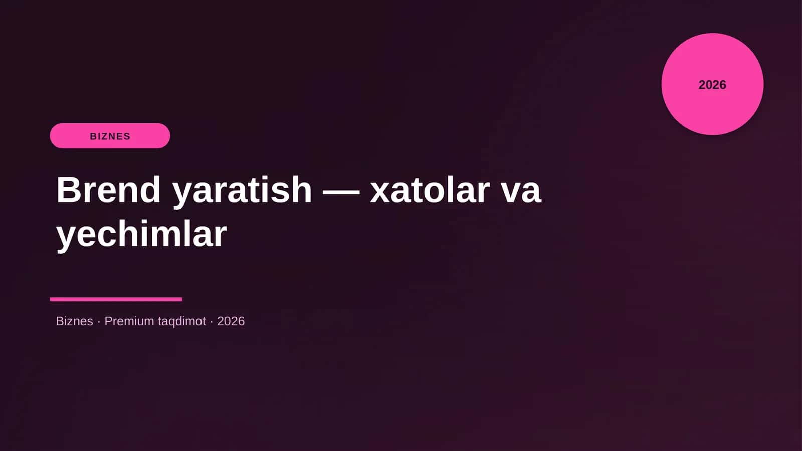 Brend yaratish — xatolar va yechimlar