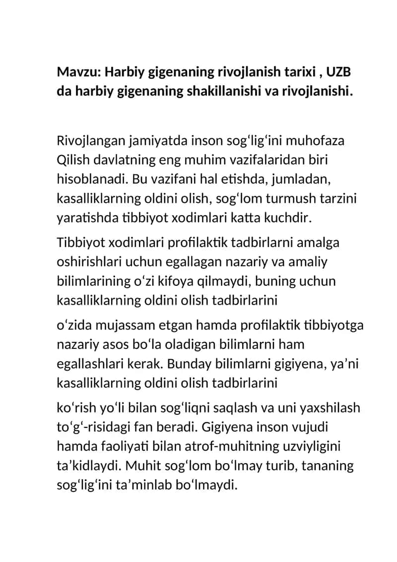 Tibbiyot Xodimlari Profilaktik Tadbirlar