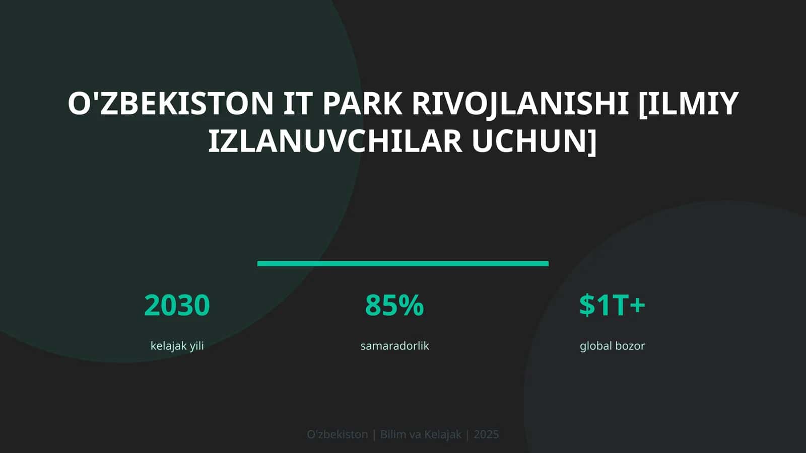 O'zbekiston IT park rivojlanishi [ilmiy izlanuvchilar uchun]