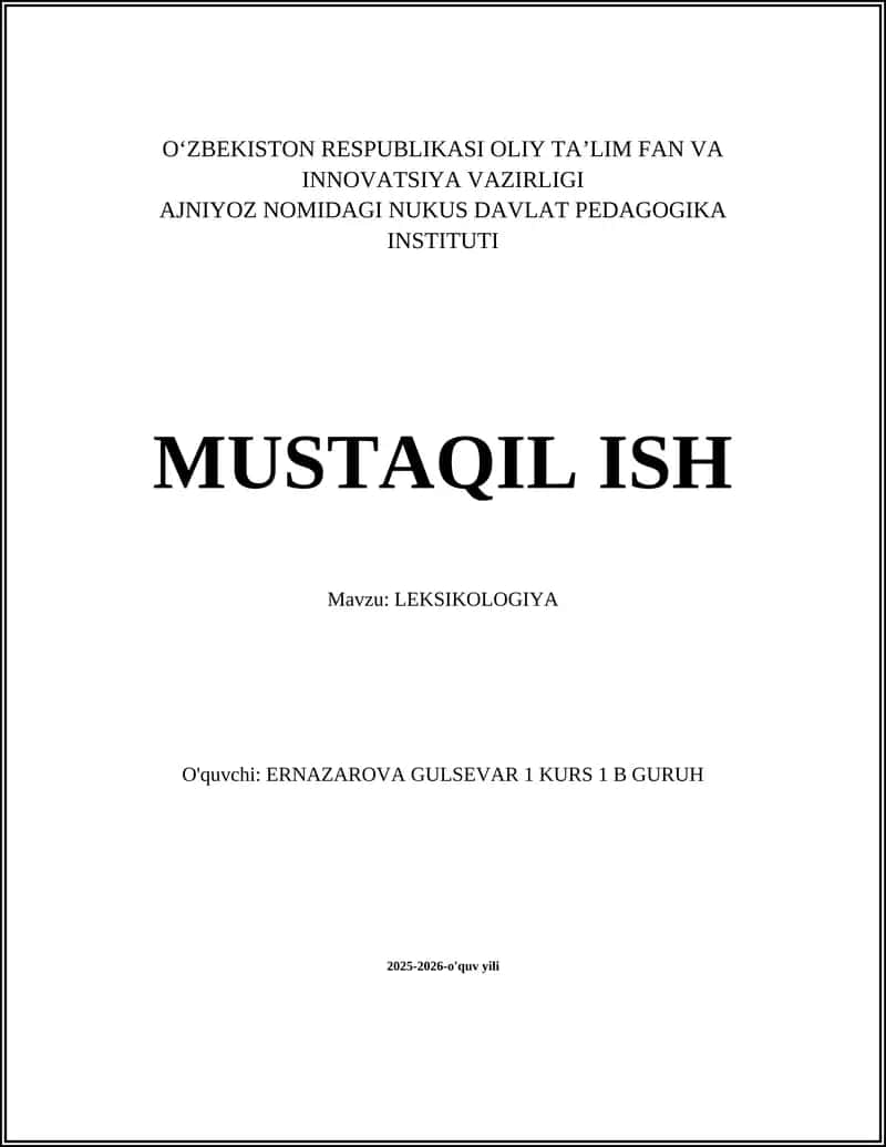 LEKSIKOLOGIYA