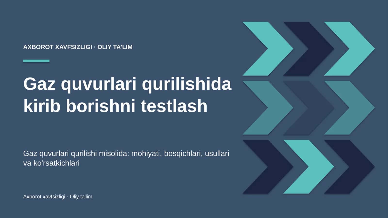 Gaz quvurlari qurilishida kirib borishni testlash