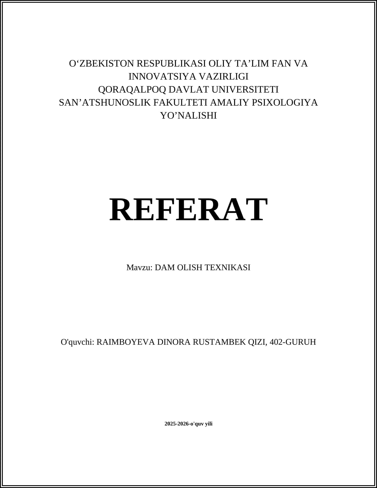 DAM OLISH TEXNIKASI