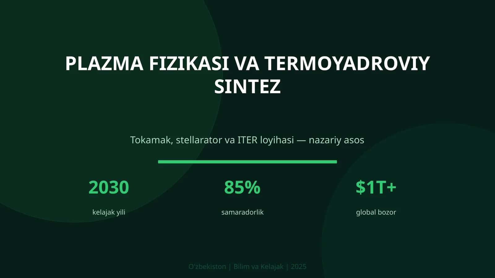 PLAZMA FIZIKASI VA TERMOYADROVIY SINTEZ