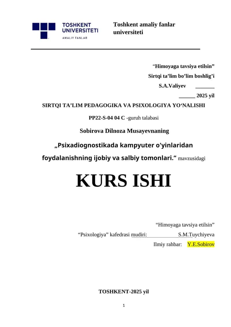 Psixadiognostikada kampyuter o'yinlaridan foydalanishning ijobiy va salbiy tomonlari