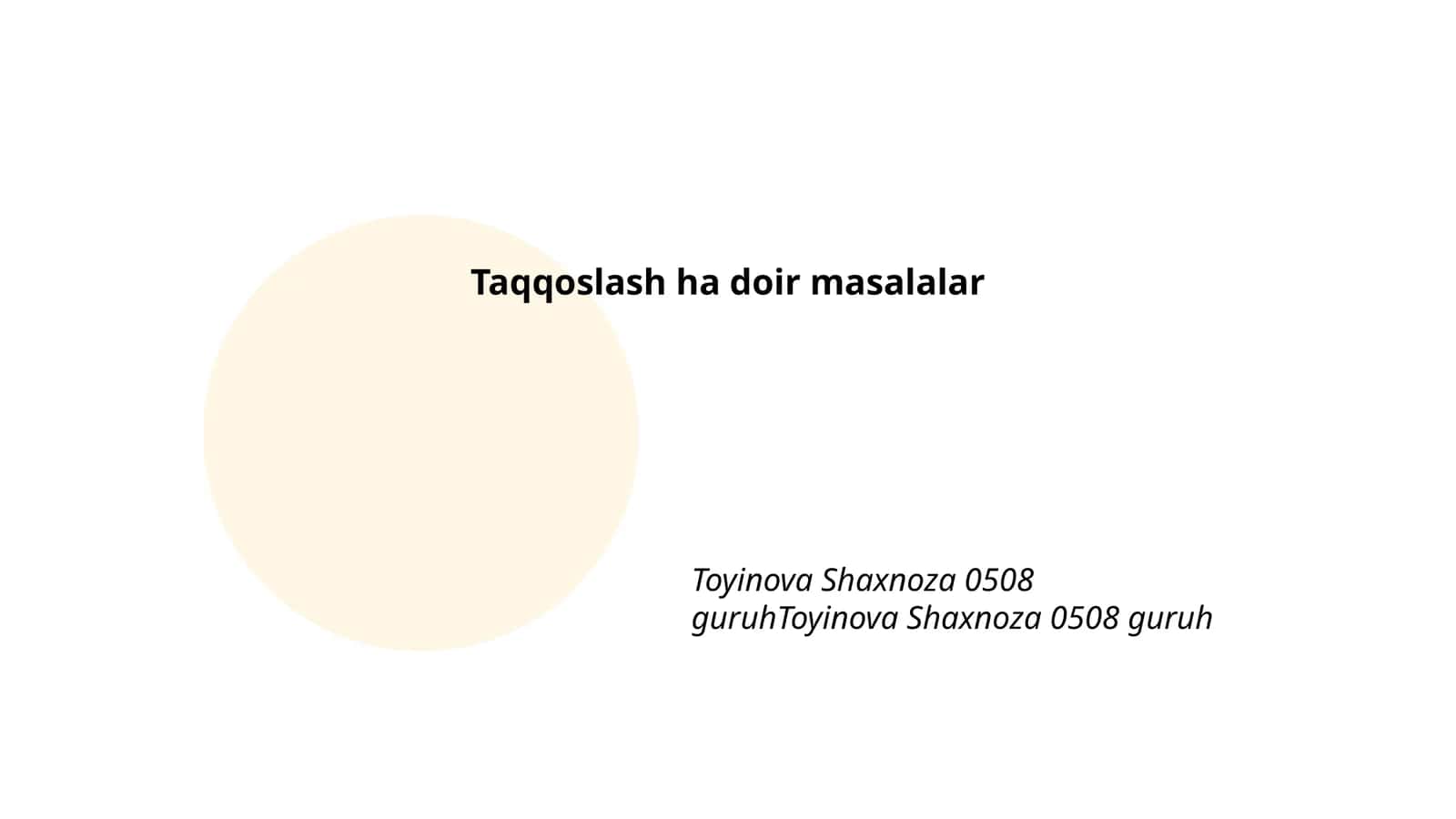 Taqqoslash ha doir masalalar