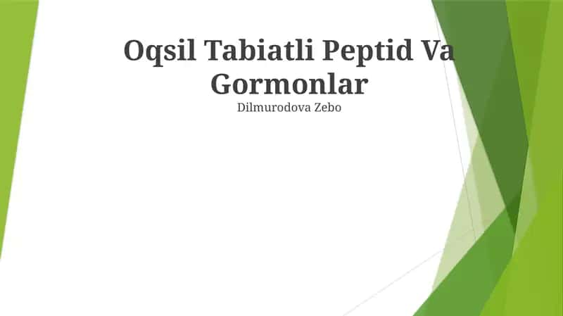 Oqsil Tabiatli Peptid Va Gormonlar