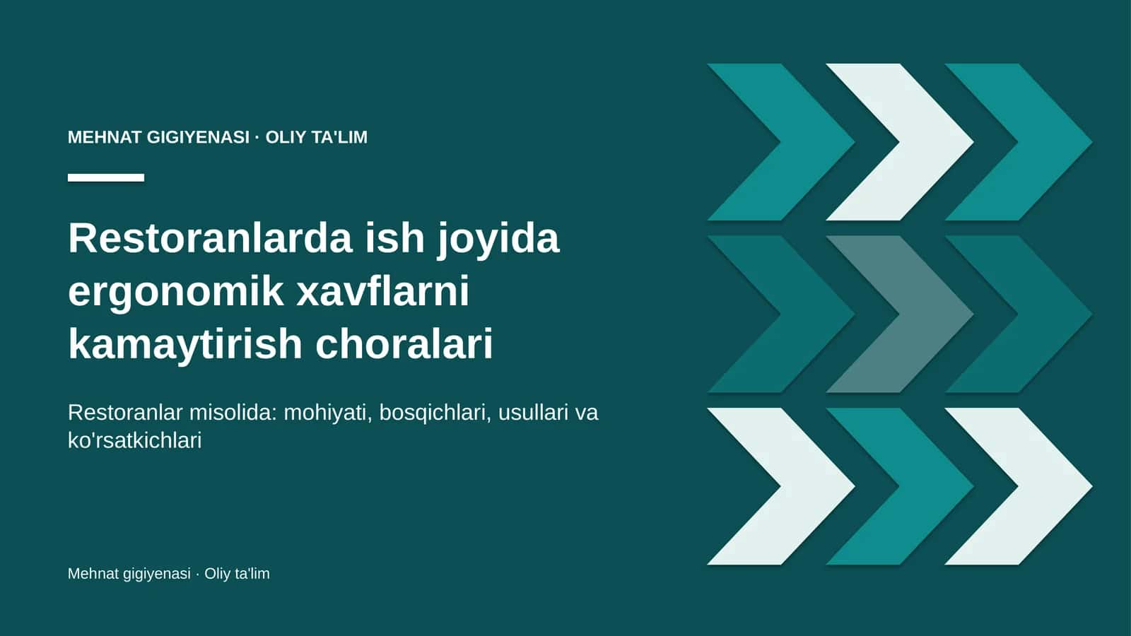 Restoranlarda ish joyida ergonomik xavflarni kamaytirish choralari