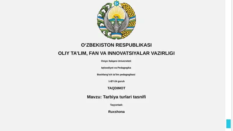 Tarbiya turlari tasnifi