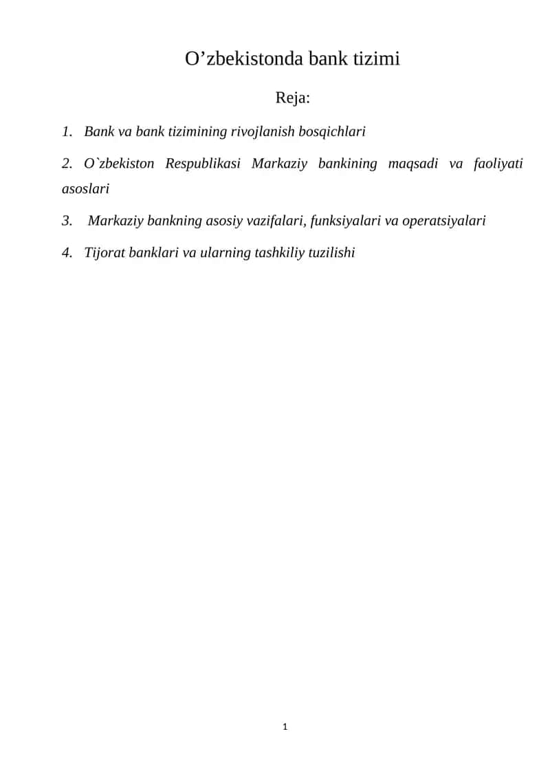 O’zbekistonda bank tizimi