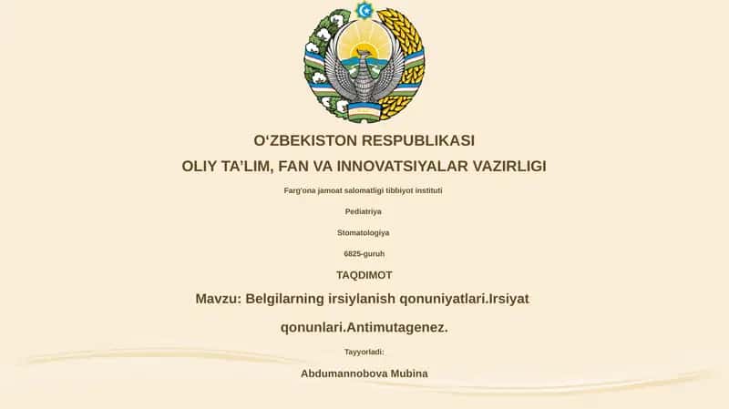 Nasliy belgilarning irsiylanish qonuniyatlari.Irsiyat