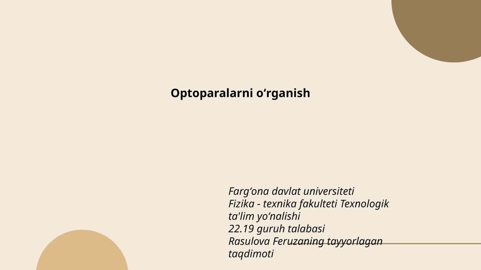 Optoparalarni oʻrganish