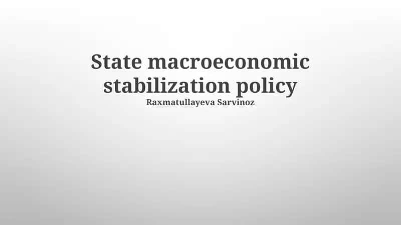 State macroeconomic stabilization policy