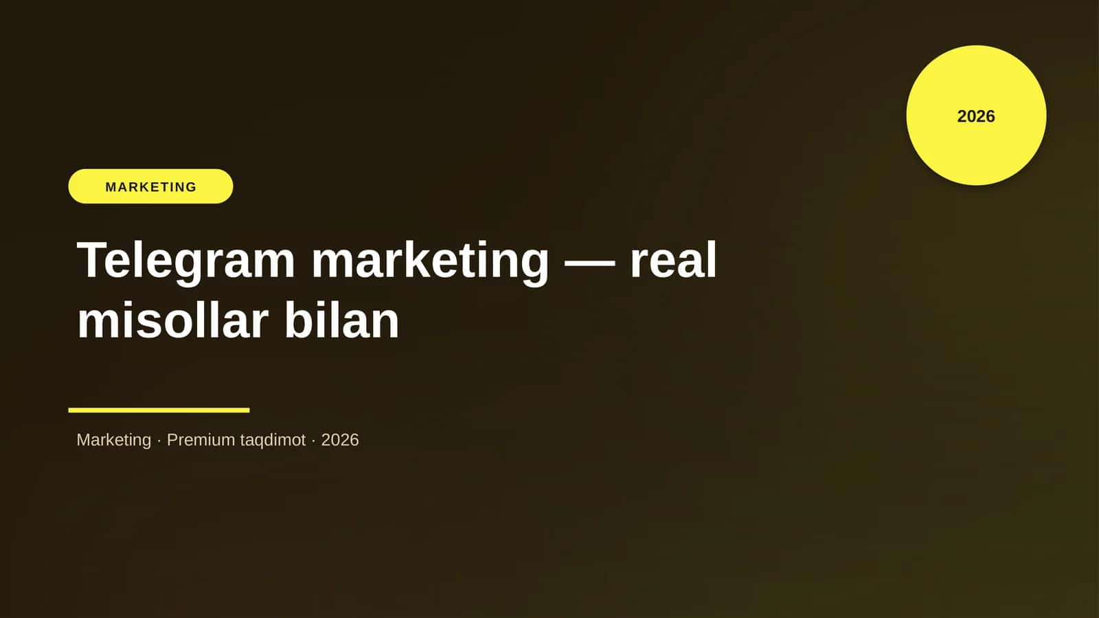 Telegram marketing — real misollar bilan