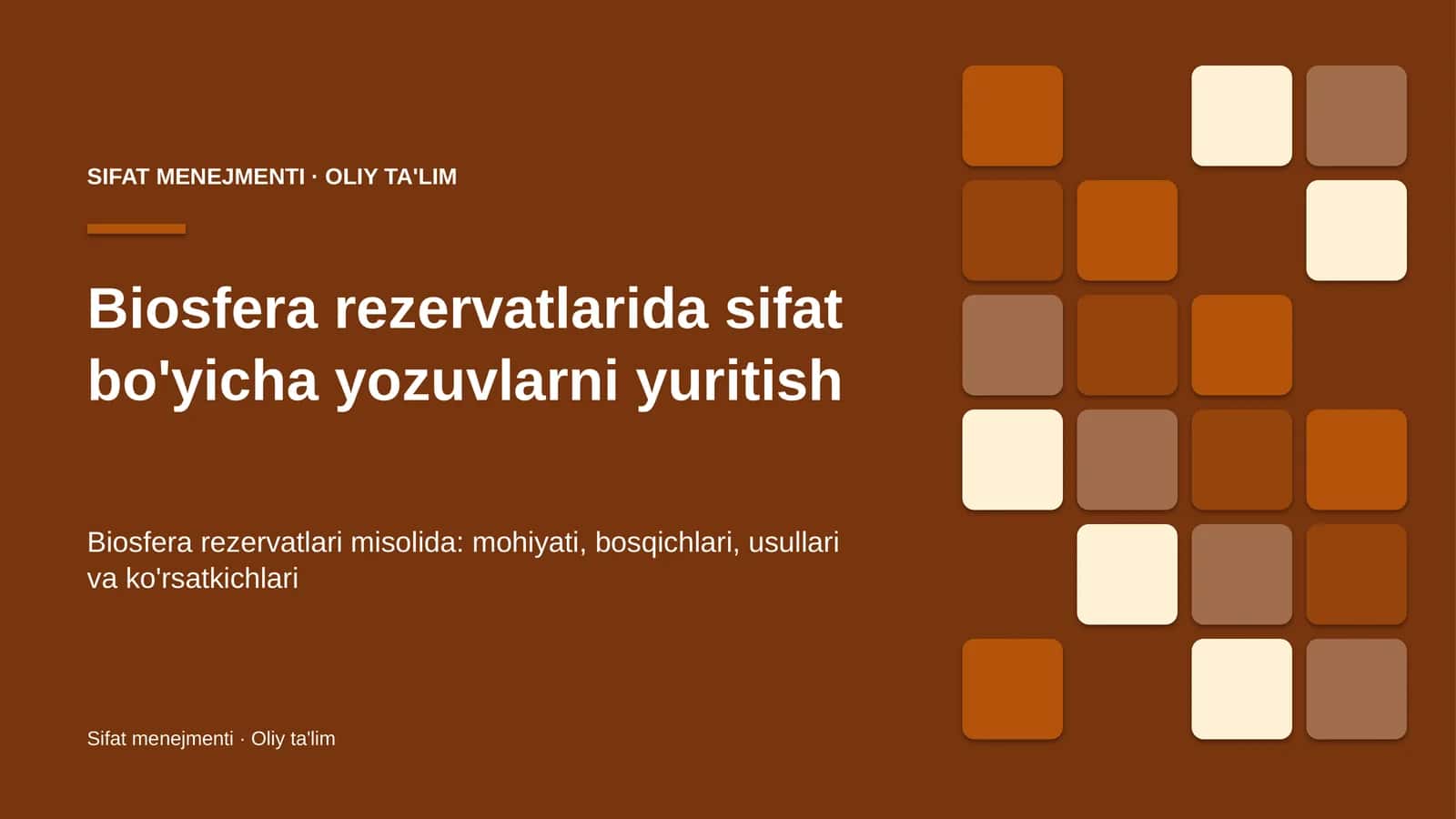 Biosfera rezervatlarida sifat bo'yicha yozuvlarni yuritish