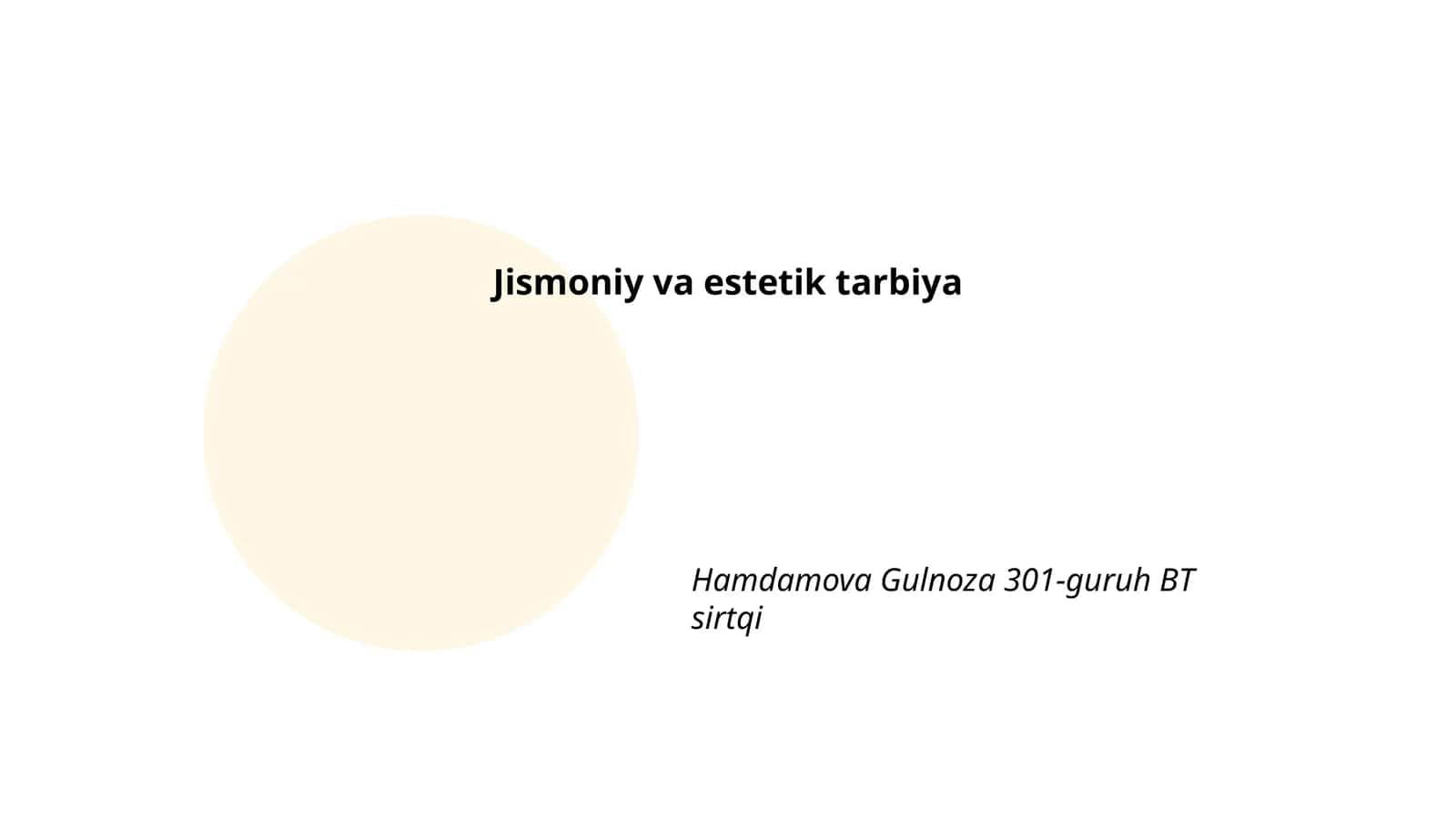 Jismoniy va estetik tarbiya