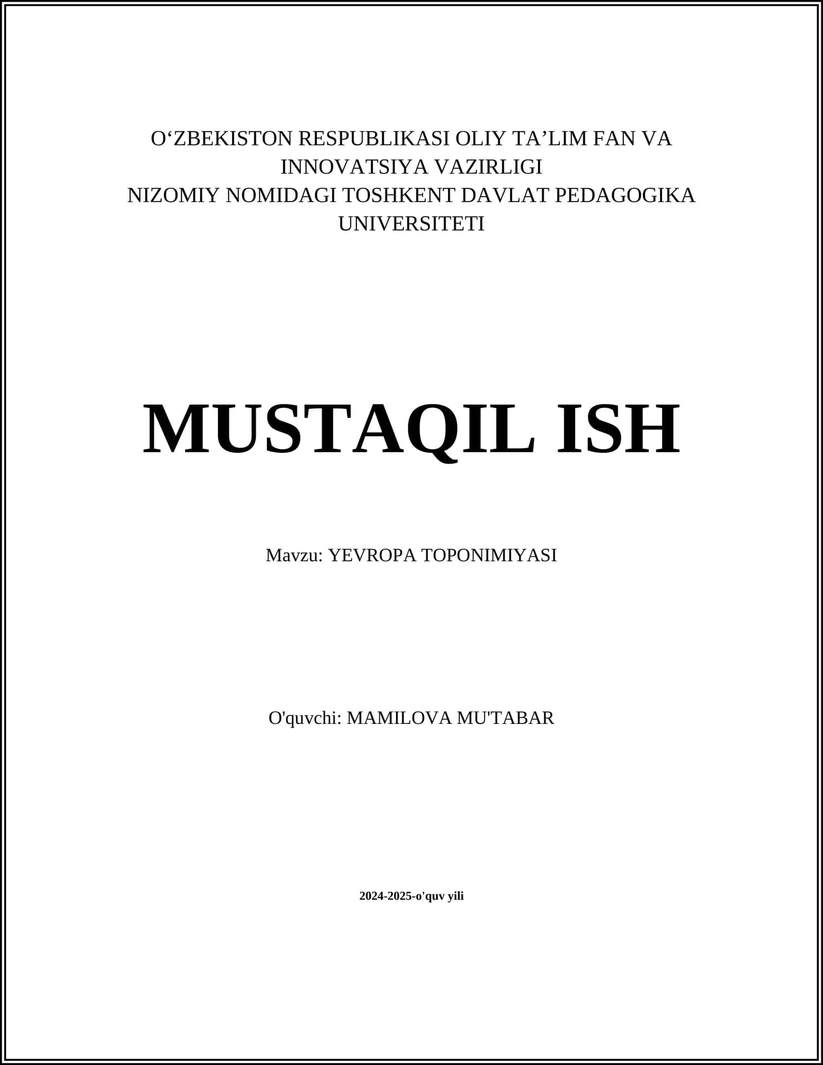 YEVROPA TOPONIMIYASI