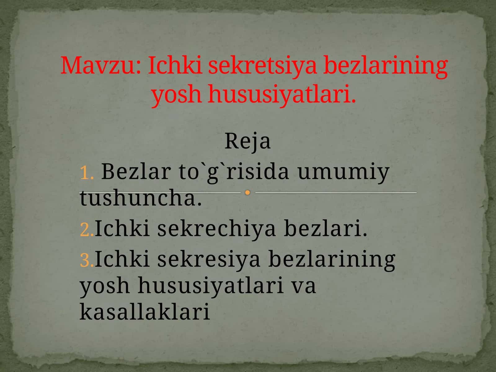 Ichki sekretsiya bazalarining yoshga doir xususiyatlari