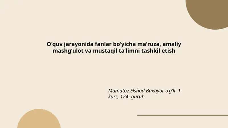 Ma'ruzalar Tashkiliyot